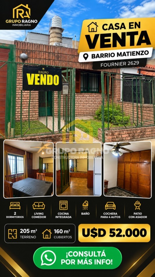 🔥 ¡Excelente Oportunidad en Barrio Matienzo! Casa de 2 Dormitorios con Gran Cochera para 4 Autos y Patio con Asador